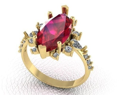 marquesa anillo oro joyería joya plata imprimible diamante Boda latón Pera prototipos dedo piedras blanco anillos 3d print model - Mito3D