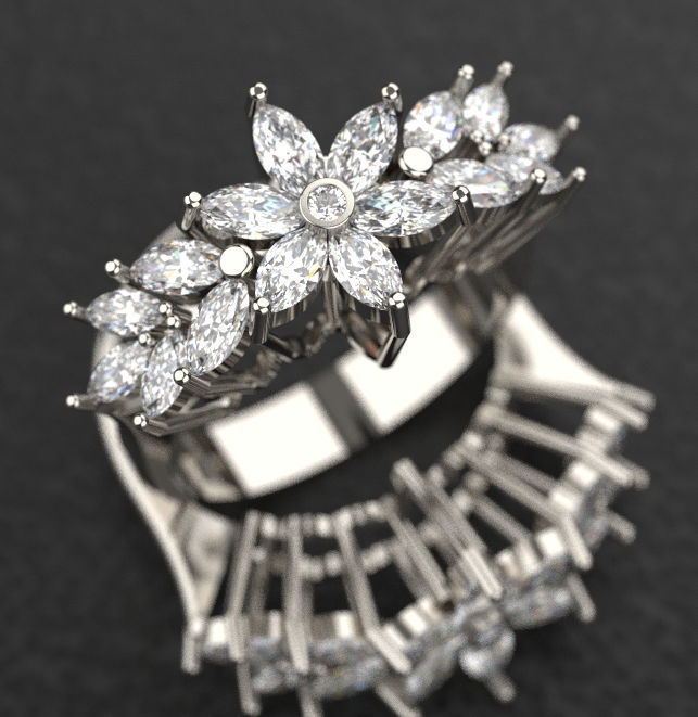 marquise ring Schmuck gold Silber gem genial brilliantengagement Edelstein Juwel Platin Hochzeit Ringe 3D print model - Mito3D