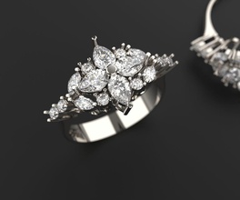 marquise do anel 3d 02 jóias gem pêra ouro a moda de prata sweetmeat diamante anéis brilhantes printable beleza diamant vintag brillant casamento 3d print model - Mito3D