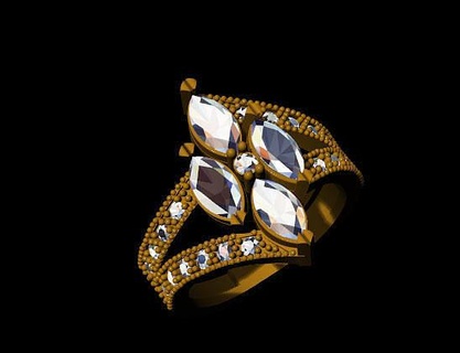marquise rnig jewelry gold gem precious silver printable jewel diamond ring engagement fashion rhino matrix rings 3d print model - Mito3D