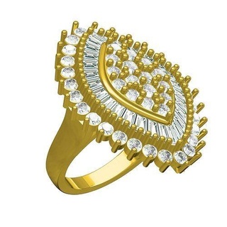 marchesa forma baguette giro alone donna squillare gioielleria oro stampabile diamante Fidanzamento argento gemma nozze design cad anelli 3d print model - Mito3D