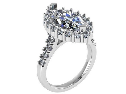 marquesa forma racimo anillo 0221 oro diamante pavimentar joyería joya plata fabricación Moda diseño compromiso imprimible libra esterlina pulsera cubano arete collar colgante pendiente anillos 3d print model - Mito3D