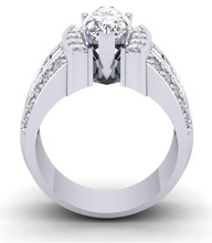 marquise en forme centre de bijoux la diamons mode l'engagement les anneaux 3d print model - Mito3D