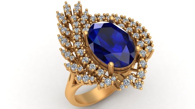 markiz tarzı Safir altın yüzük oval takı mücevher küpe kolye elmas parlak yazdırılabilir düğün nişan moda kadın kız insan parmak 3d print model - Mito3D