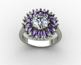 marchesa tanzanite anello di diamanti gioielli oro diamante argento la bianco matrimonio anelli 3d print model - Mito3D