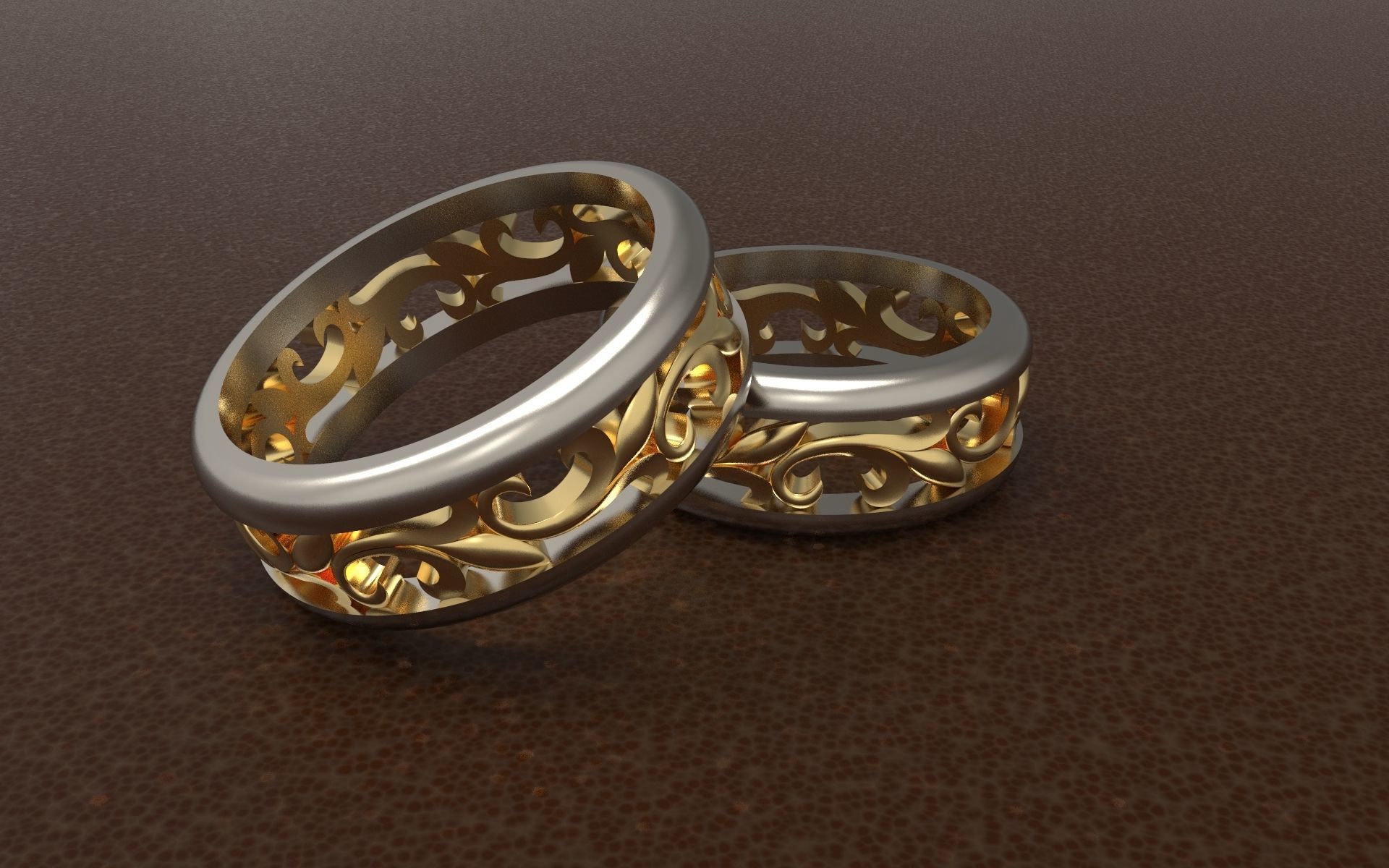 sposato anelli di ornamenti gioielli celebrazione oro argento 14k 18k 925 750 585 3D print model - Mito3D