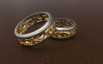 casó con anillos de adornos la joyería se los celebración oro plata 14k 18k 925 750 585 3d print model - Mito3D
