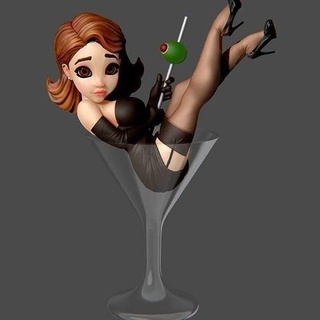 Martini ragazza gril bevanda bicchiere vino arte sculture 3d print model - Mito3D