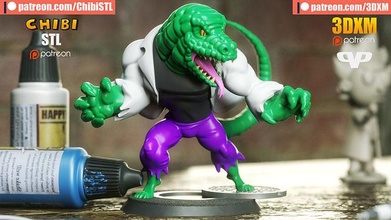 marvel united lizard chibi stl 3d printing chibistl 3dxm homebrew curtis connors games toys 3d print model - Mito3D