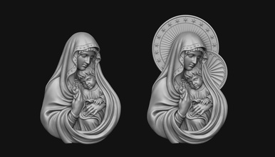 maria bebê jesus 3 virgem cristo deus cristão joalheria jóias cnc pingente medalhão mãe piedosos católico religioso religião retrato bíblia arte esculturas 3d print model - Mito3D