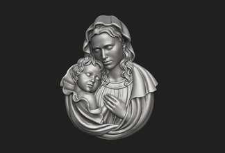mary baby jesus pendant god virgin christian church holy bible mother jewelry jewellery medallion religious relief bas art sculptures 3d print model - Mito3D