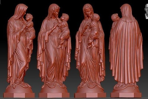 Mary çocuk heykel isa dini Hıristiyan miktar mübarek anne din 3d stl zbrush in3d katedral Katolik Kodlar eklentiler modelleme Sanat heykeller 3d print model - Mito3D