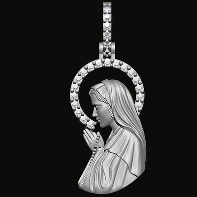 mary pendant jesus god catholic saint holy jewelry jewellery praying prayer portrait gethsemane art sculptures pendants maria woman sculpture gold 3d print model - Mito3D