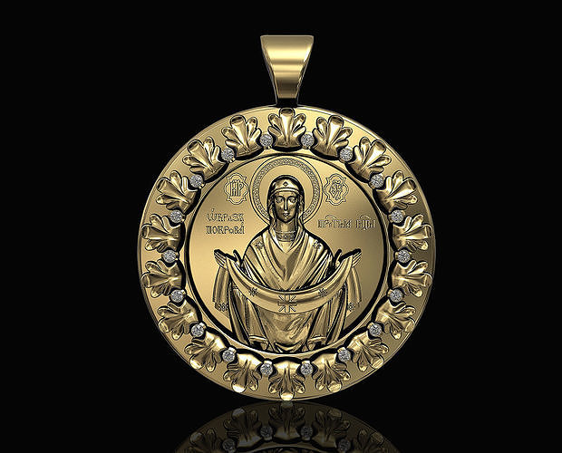 Mary eşarp kolye 3d yazdırılabilir takı altın gümüş platin parlak anne din dini bakire KADIN madalyon ikon dindar nesne 3D print model - Mito3D