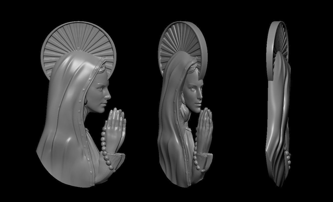 maria jungfrau anhänger medaillon linderung religiös christian mutter schmuck skulptur kopf kunst skulpturen madre jesus religion religiou objekt 3D print model - Mito3D