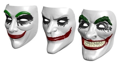 maske joker 3d 3dmodel cg 3dprint druckbar kleidung mode gesicht party 3d print model - Mito3D