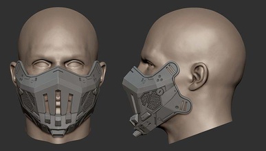 maske 3d yazdır bilimkurgu sert yüzey moda aksesuar gelecek kask yazdırılabilir robot 3d print model - Mito3D