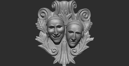 mask 3d print two masks emotions smile sadness decoration printing clowns circus faces masquerade disguise jester hobby diy art sculptures 3d print model - Mito3D