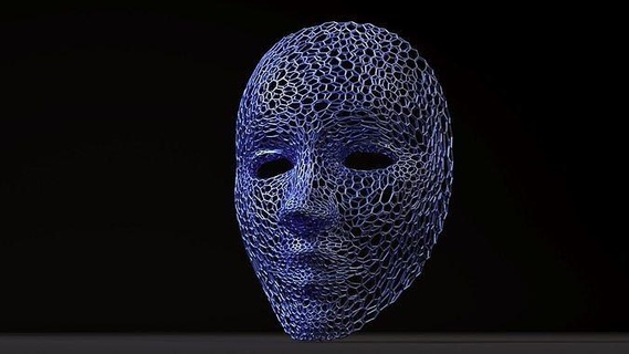 mask 3 expressions theater voronoi anonymous carnival head face masquerade disguise accessory halloween costume fashion festival advertising art 3d print model - Mito3D