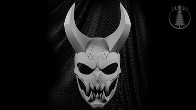 mask blood moon shen leagueoflegends lol game cosplay halloween costume helmet arcane jinx horn devil demon satan lucifer witchcraft hobby diy 3d print model - Mito3D