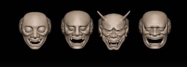 maschera demone Giappone diavolo giapponese arte sculture 3d print model - Mito3D
