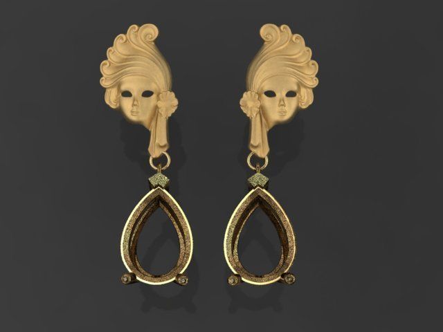 masque boucle d'oreille or bijoux argent imprimable bague diamant bijou gemme mode Collier brillant pendentif beauté saphir vêtements rubis 3D print model - Mito3D
