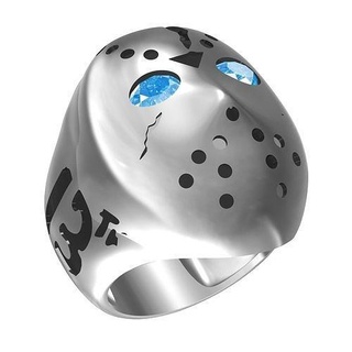 máscara viernes 13th grabado anillo joyería joya 3d canalla diseño imprimible diamante gemas oro plata personalizar blanco hombres anillos 3d print model - Mito3D