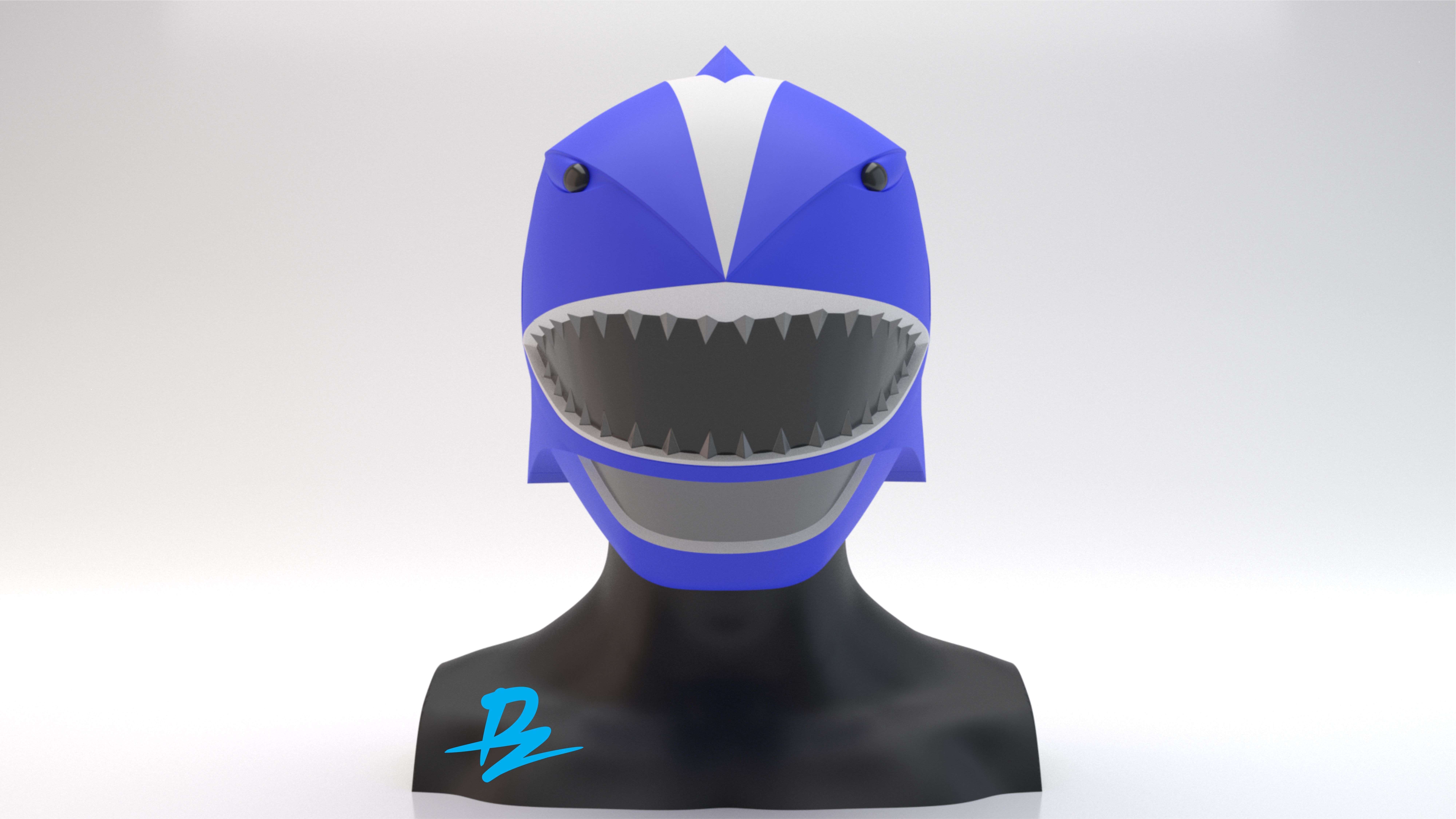 masque gao bleu sentai poweranger tokusatsu cosplay ranger art scans répliques gaoranger casque barre 3D print model - Mito3D