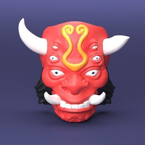 mascarar Hannya arte escultura cara estátua cabeça personagem decoração 3D print model - Mito3D