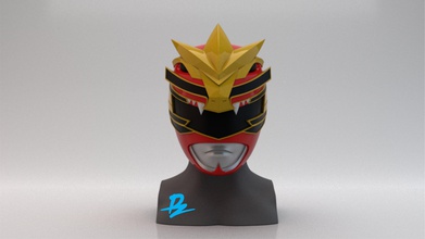 máscara rey tirano guardabosque rojo sentai ira tiranoranger reytirano tokusatsu cosplay guardabosques arte escaneos réplicas 3d print model - Mito3D