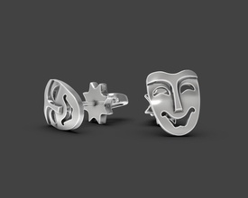 mask stud earrings comedy jewelry studs emotion emotions tragedy precious gold silver platinum gift classic chic charm pendant pin printable 3d print model - Mito3D