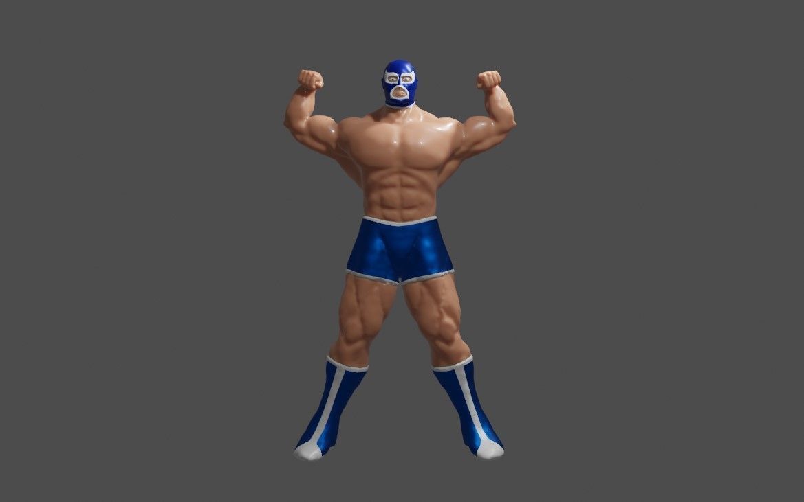 enmascarado combatiente lucha libre guerrero miniatura hombre musculoso juguete personaje fantasía mexico máscara wwe carrocero lutador fuerte grande juegos juguetes 3D print model - Mito3D