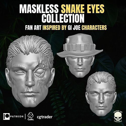 maskless snake eyes collection action figures gi joe mezco marvel legends classified force head headsculpt yes games toys 3D print model - Mito3D