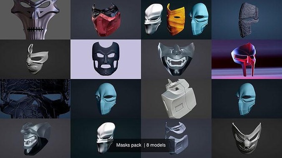 masques pack 3dprint art cosplay DIY ninja Jeu loisir collection vente déconfit visage accessoires 3d print model - Mito3D