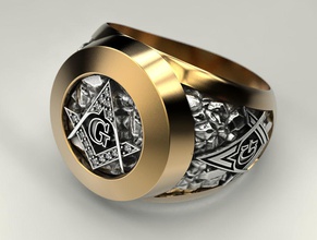 mason ring 2 freimaurer illuminaten freimaurerisch maurer schmuck drucken 3dprinted druckbar ringe design juwel golden drucken gold prototyp entwickeln silber 3d print model - Mito3D