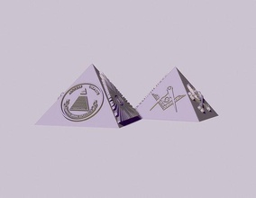 maçônico illuminati pirâmide símbolos crânio ossos bússola divisor estatueta escultura jogos brinquedos 3d print model - Mito3D