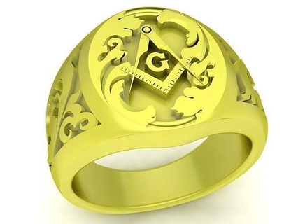 freimaurerisch Männer Ring 4050 Schmuck Mode Zubehör Gold Diamant Neu Design Ringe 3d print model - Mito3D