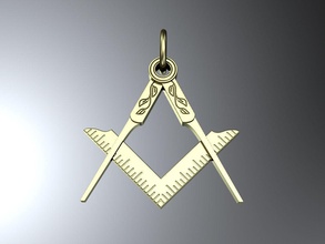 masonic pendant gold jewelry printable pendants compass ceremonial 3d print model - Mito3D
