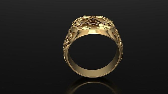 freimaurerisch Ring Gold Mode Schmuck druckbar Ringe 3d print model - Mito3D