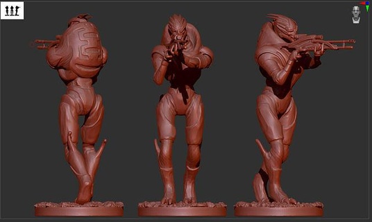 kitle etki garrus akşam 3d Yazdır hazır etkili video oyunu 3dprint oyun karakter Sanat heykeller Andromeda oyunları Keskin nisanci tüfek saldırı 3d print model - Mito3D