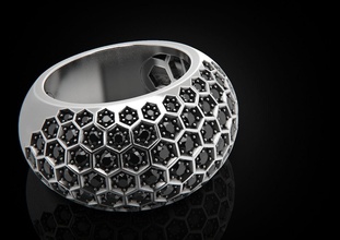 massiccia elegante anello con diamante ragazze 493 3dprinted il design moda oro d'oro gioiello gioielli di stampa printabl stampabile la prototipazione anelli argento 3d print model - Mito3D