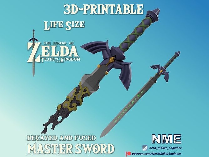 Maestro espada zelda lágrimas Reino decaido fusionado enlace trifuerza cosplay nintendo accesorios botw tamaño natural leyenda Zelda interruptor aliento salvaje Maestra juguetes totk lagrimasdelreino juegos juego 3D print model - Mito3D