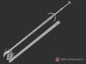 mastercrafted wolven silver sword witcher - fan art cosplay blade halloween game accessories equipment weapon toys demon fantasy bladed steel games 3d print model - Mito3D