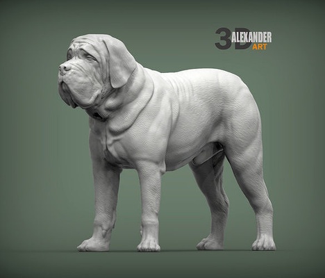 mastino sta cane natura mammifero animale domestico scultura statuetta souvenir 3d stampa modello scolpire arte sculture statua stampabile 3d print model - Mito3D