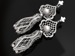matrioshka big earrings - original jewelry russian style kokoshnik winter maiden blizzard snow diamonds luxury design 3d print model - Mito3D