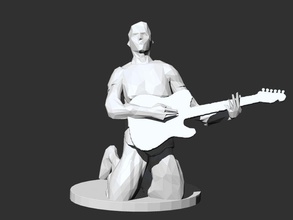 matt bellamy sanat Kaya rockstar gitar muse müzik düşük poly heykeller 3d print model - Mito3D