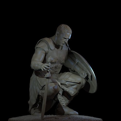 maximum gladiator rome warrior shield movie maximus realistic character man real celebrity hollywood actor russell art sculptures crowe empire praetorians ceasar 3D print model - Mito3D