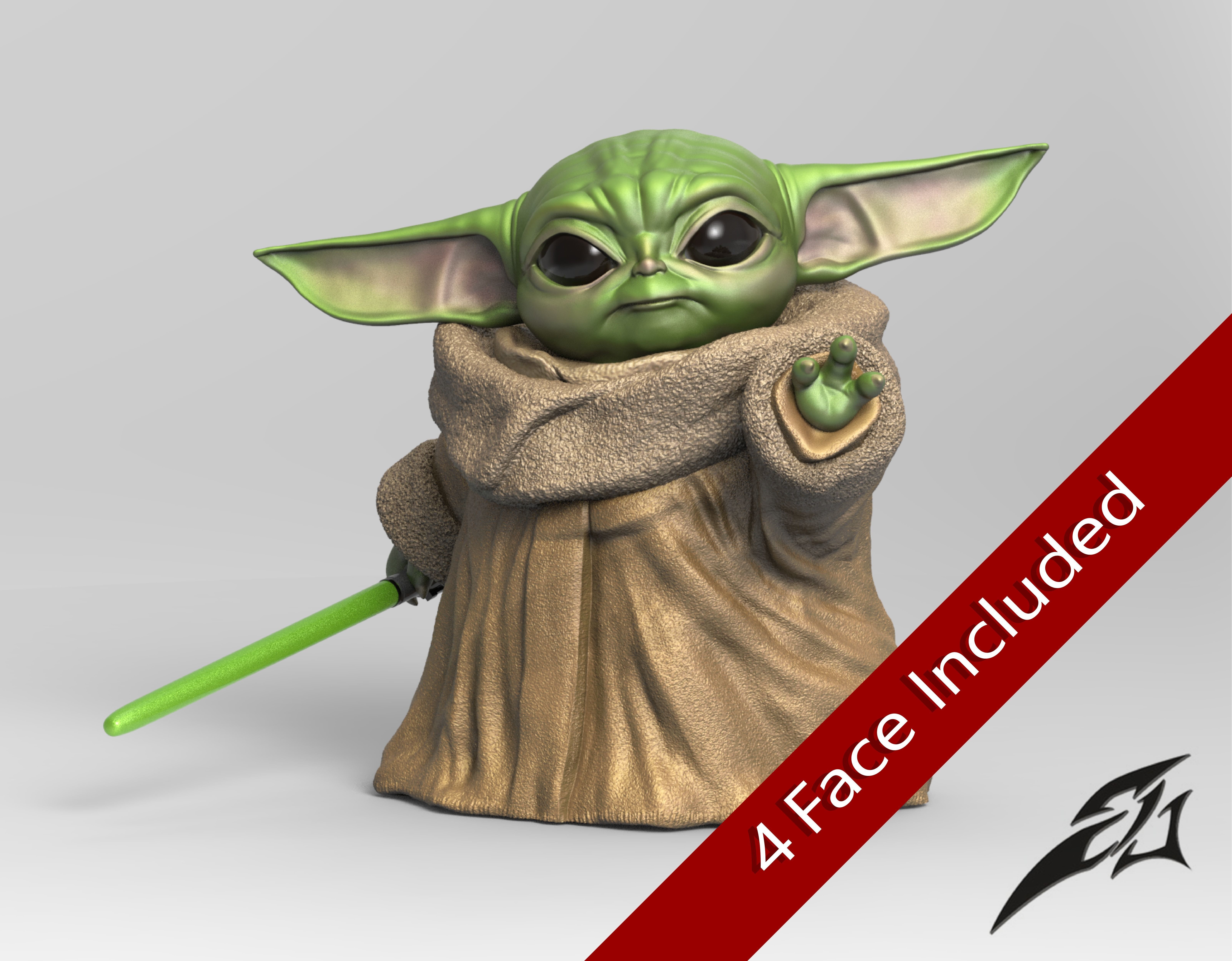 bebê força be babyyoda yoda guerra estrelas mestre sabre luz figura brinquedo fofa escultura personagem miniaturas estatuetas mandaloriano presente natal jogos brinquedos 3D print model - Mito3D