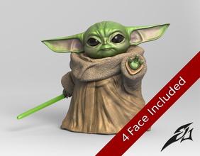 baby force be babyyoda yoda starwars master lightsaber figure toy cute sculpture character miniatures figurines mandalorian gift christmas games toys 3d print model - Mito3D