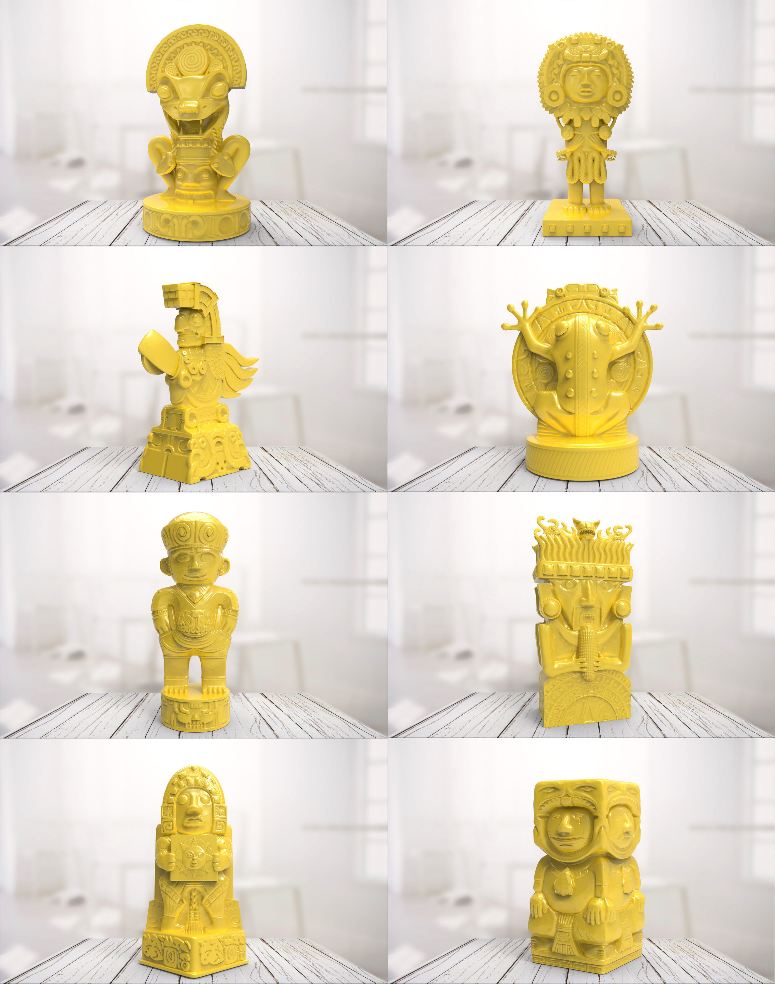 maya statues art 3d de l'impression la statue or sculptures 3D print model - Mito3D